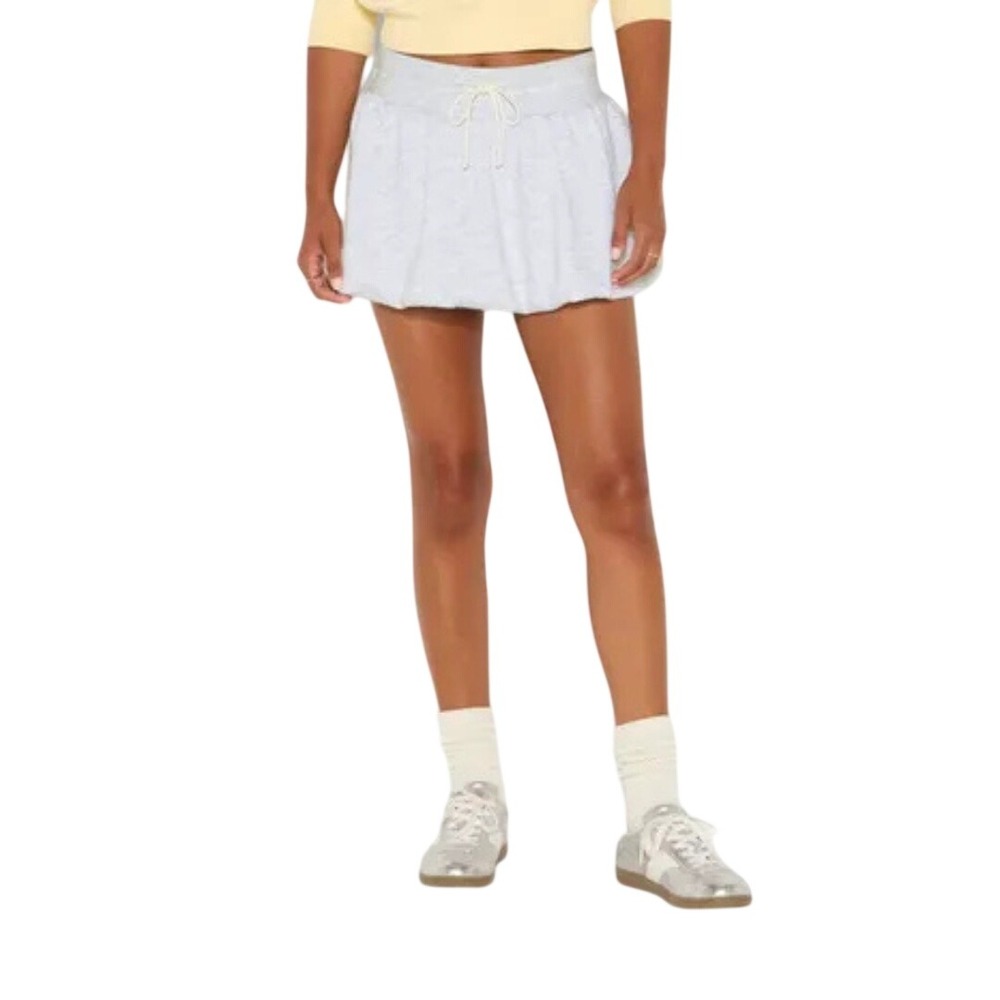 Wild Fable Women's‎ Heather Gray Fleece Drawstring Bubble Mini Skirt Size XL